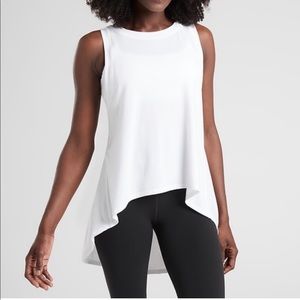 athleta | essence relaxed high low white workout tank top
